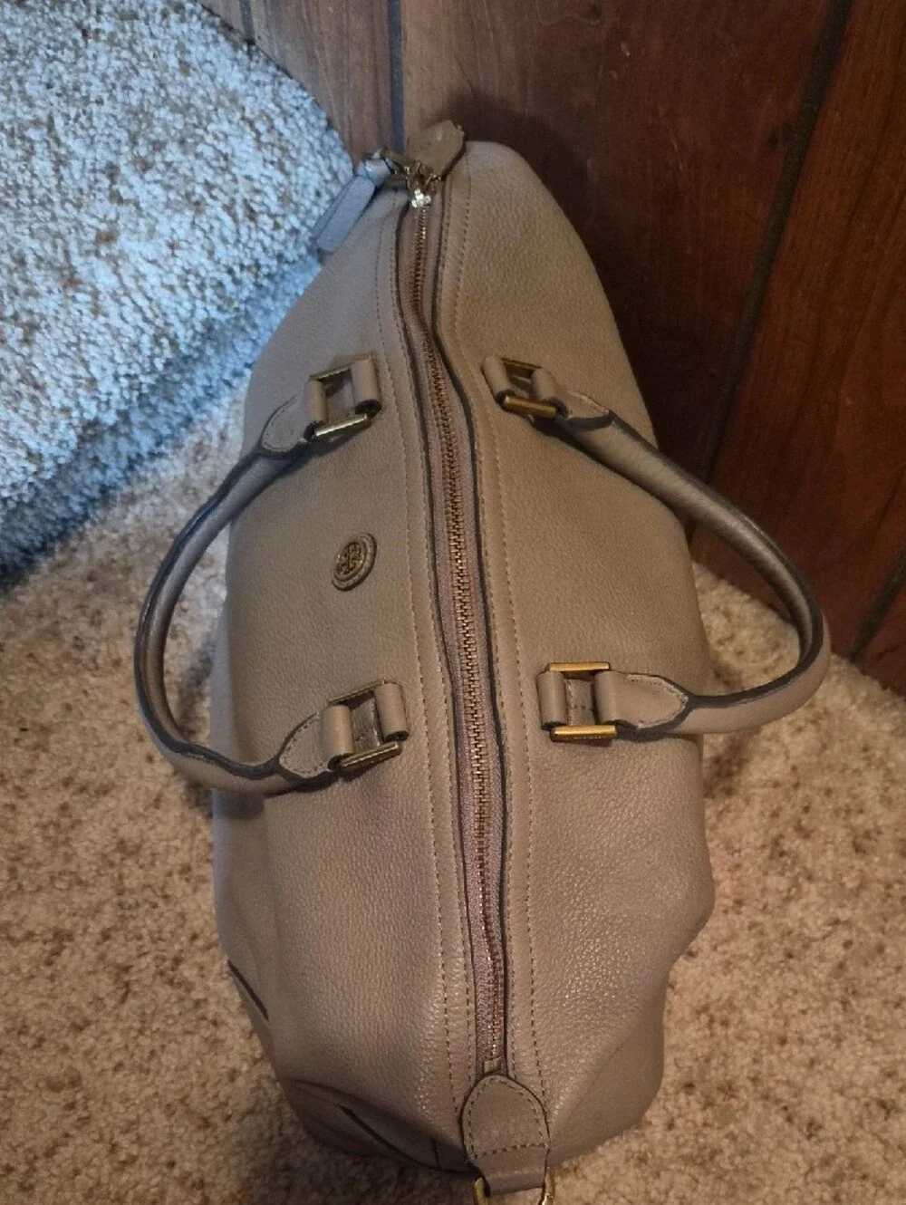 Tory Burch Pebbled Leather Satchel in Taupe